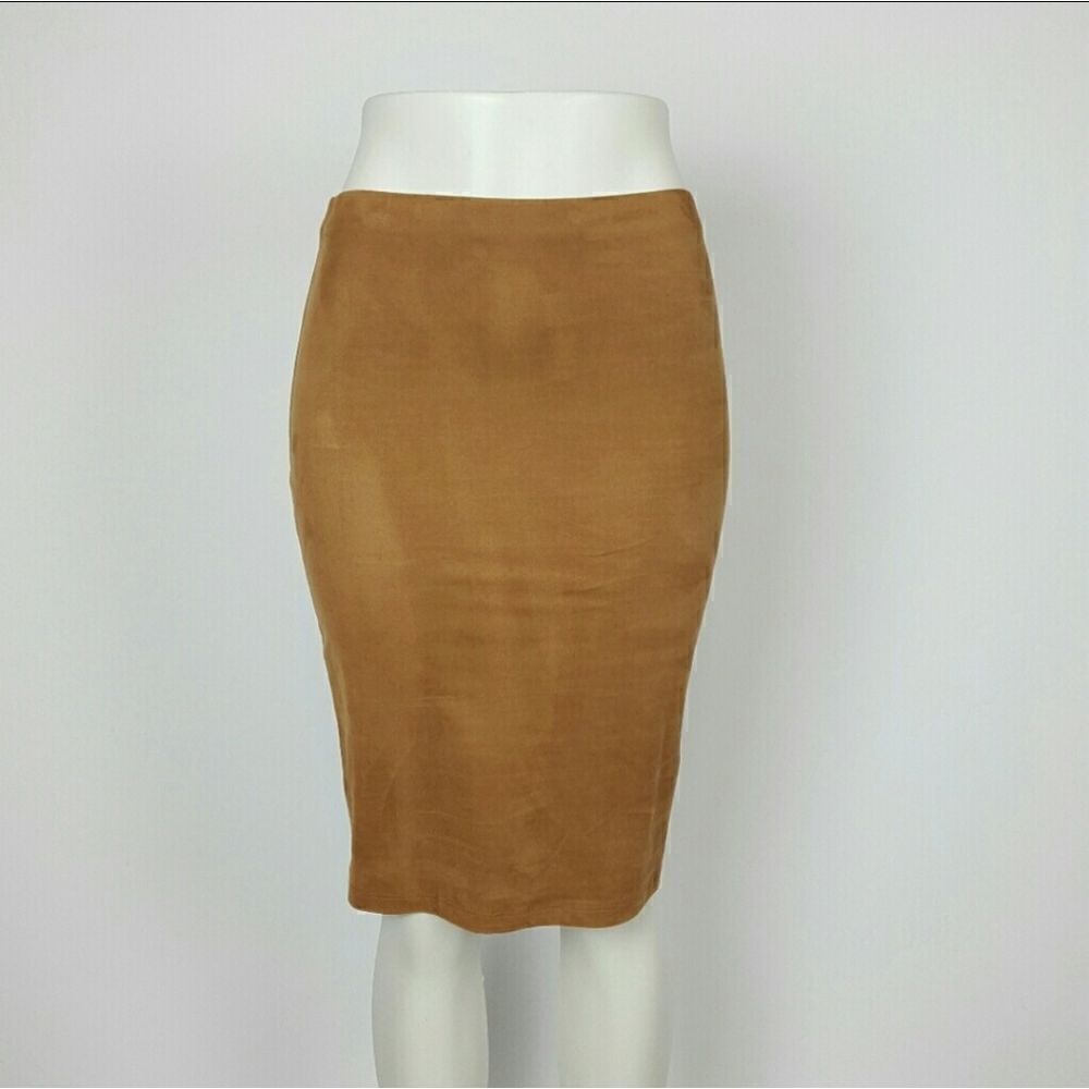 ‎Faux Suade Pencil Skirt Color Brown